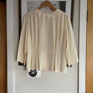 Steven Alan Silk Pleated Redwood Blouse in cream Size 4 Petite